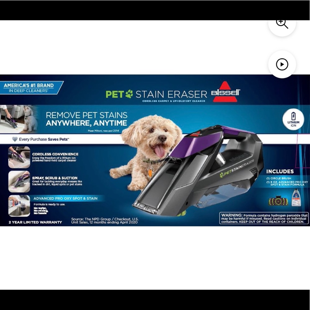 New In Box Bissell Pet Stain Eraser (Cordless Portable Spot Carpet Clean…